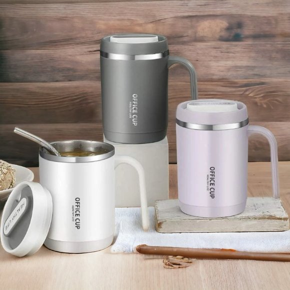 SafeSip 15.2oz Stainless Steel Cup, Mug With Lid & Straw - Picture 1 of 4